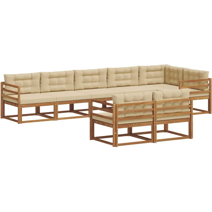 vidaXL Outdoor-Sofagarnitur 8 stk. 8-Sitzer Natur und Beige 3367741 – Bild 2