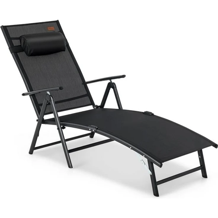 COSTWAY Gartenliege Sonnenliege, klappbar, 7-fach verstellbar, mit Kopfstütze – Bild 4