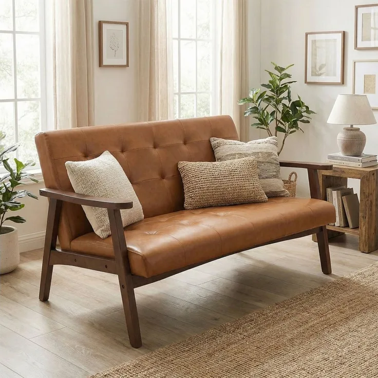 HomeMiYN Ohrensessel Doppelsessel Ohrensessel - 2-Sitzer PU-Leder Sofa bis 240 kg