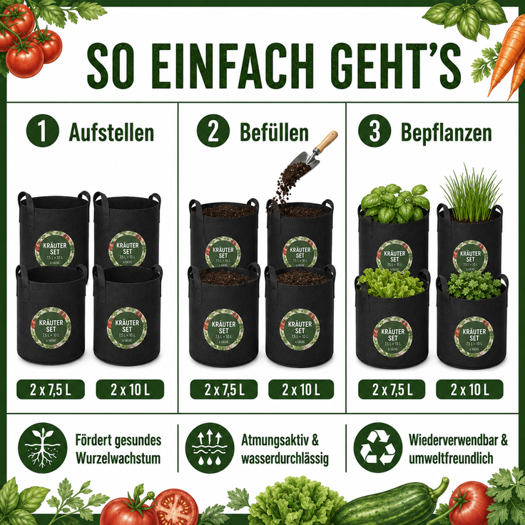 Pflanzsäcke Set Schwarz – Bild 7