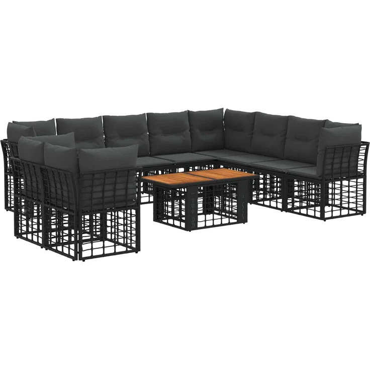 vidaXL Gartensofa-set 11 stk. Schwarz und Dunkelgrau 100 x 55 x 73 cm 3437881 – Bild 2