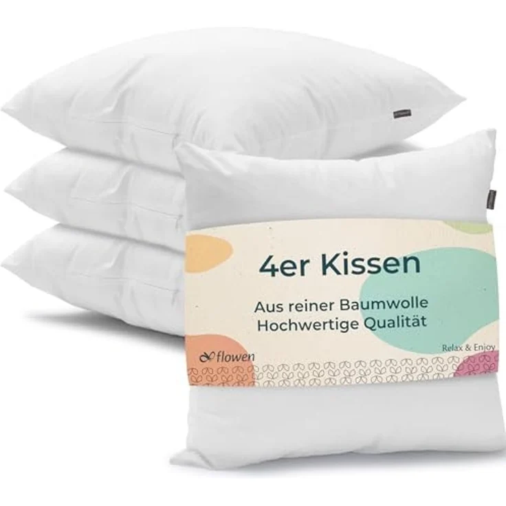 Kissen 35x35 Kopfkissen 4er Set Dekokissen für Bett und Sofa Innenkissen Hypoallergene Sofakissen Anti-Milben Weiche Zierkissen mit Kissenbezug Baumwolle und Polyest. Abnehmbar und Waschmaschinenfest – Bild 1