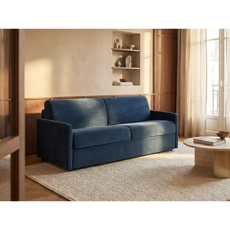 Vente-unique - CALIFE Sofa SamtStoff Blau - B 223 cm94 cm x H 85 cm x L 170 cm