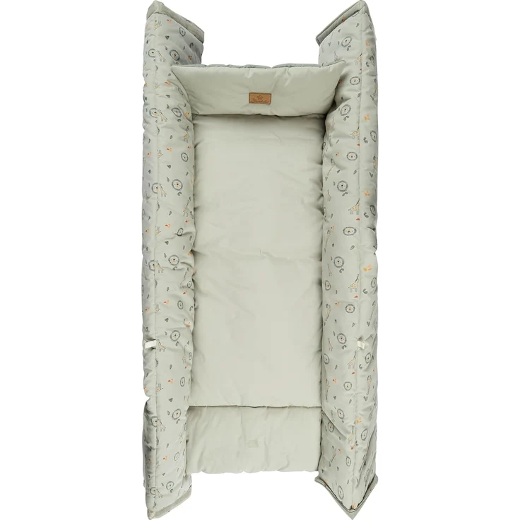 Sterntaler Babynest Giraffe & Löwe – Weiches Kuschelnest aus Baumwoll-Mischgewebe – Beidseitig nutzbar & wandelbar zur Krabbeldecke – Mit Schlaufen für Spielzeug – Baby und Kleinkind Spielzeug, Ocker – Bild 5