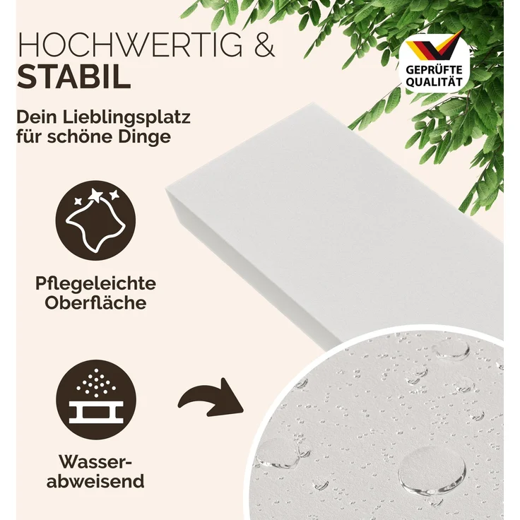 Casaria Wandregal mit Halterung, MDF, Weiß / Matt, 90 x 23 x 3,8cm – Bild 2
