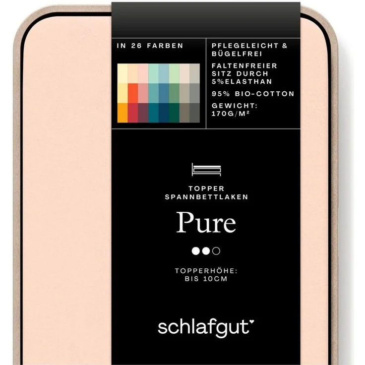 Schlafgut 'PURE TOPPER' Spannbettlaken, für Topper bis 10 cm Höhe, Red Light, S 90x190 cm - 100x220 cm, 100% Bio-Baumwolle – Bild 2