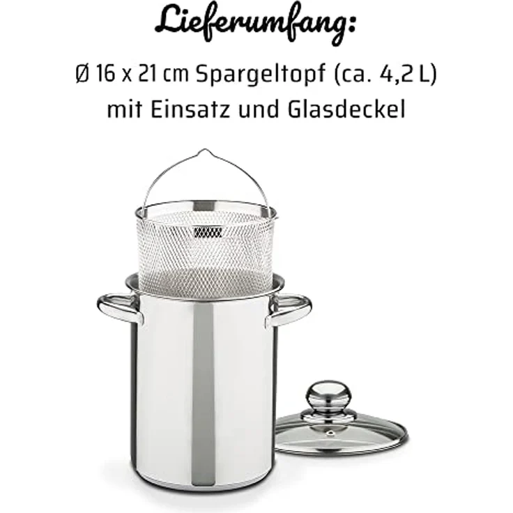 GSW Spargeltopf, Edelstahl 18/8 (1-tlg), Induktion, 4,2 Liter – Bild 6