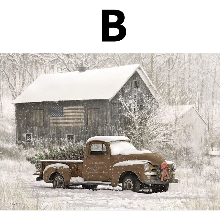 Poster Winter Holz Hütte im Schnee Rentier Tannenzapfen · Bilder Wohnzimmer · Wandbilder Schlafzimmer · Deko Print ohne Rahmen - B / 15 x 20 cm