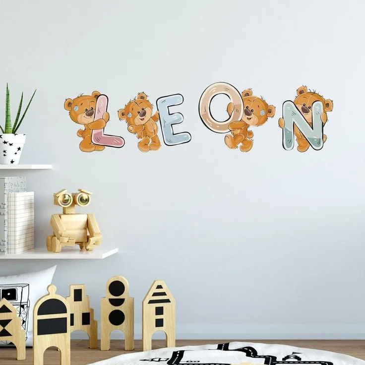 Sunnywall Wandtattoo Buchstaben ABC Bärchen Aufkleber für Wand & Tür (Buchstaben einzeln oder kombinierbar), selbstklebend, konturgeschnitten – Bild 2