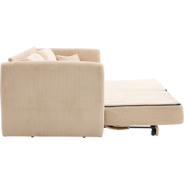 ZUBALIYA Schlafsofa 69.00x23.00 cm, mit Cordbezug, für Wohnzimmer und Apartments, mit stabilem Untergestell, Beige – Bild 20