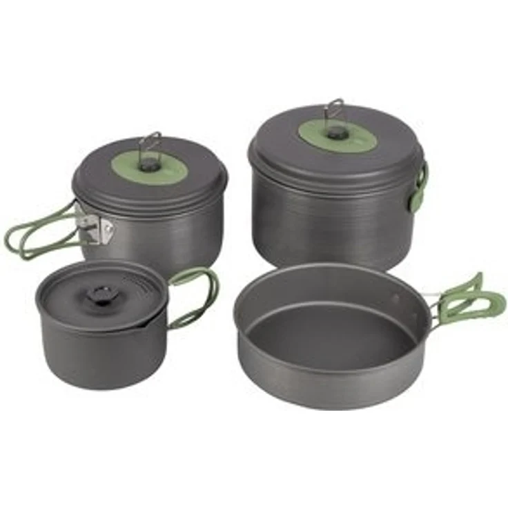 Bo-Camp Topf-Set Alu Kochset 4teilig Camping Koch, Geschirr Topf Antihaft Pfanne Stapelbar – Bild 6