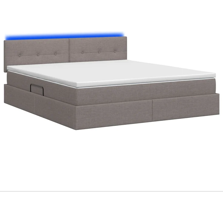 vidaXL LED-Speicherbett mit Matratze Taupe 140 x 200 cm Stoff 3459069 – Bild 9