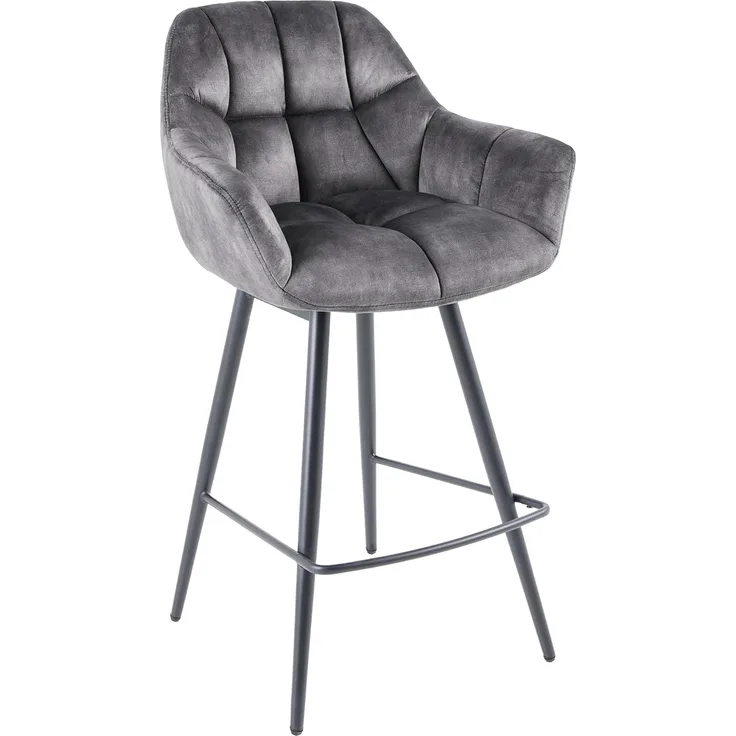 riess-ambiente Barhocker PAPILLON grau / schwarz (Einzelartikel, 1 St), Küche · Samt · Metall · mit Lehne · 180° drehbar · Tresenstuhl