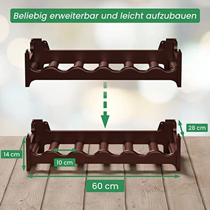 ARTECSIS Weinregal stapelbar Kunststoff für 72 Flaschen, stabiles Flaschenregal in Gastronomie-Qualität, modular erweiterbar, Braun – Bild 5