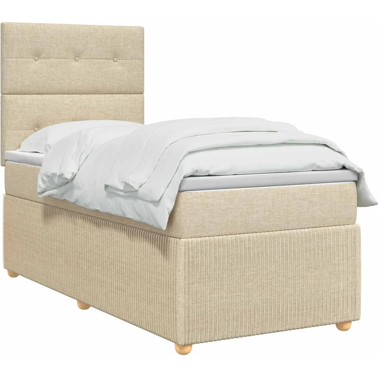 vidaXL Boxspringbett mit Matratze mit Kopfteil Creme 90 x 190 cm Stoff 3454289 – Bild 3