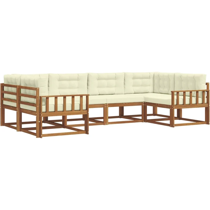 vidaXL Outdoor-Sofagarnitur 6 stk. 6-Sitzer Natur und Creme 3368063 – Bild 2