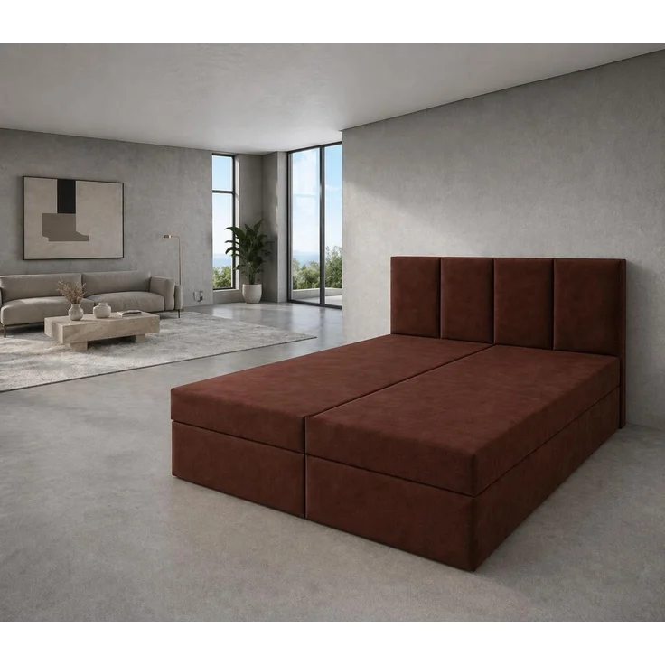 KRISAN MÖBEL Kontinentalbett DREAM1 Braun, Premium-Komfort für Ihr Schlafzimmer mit 2 Bettkasten, Bonell-Federkern Matratze und Topper, 180 x 200 cm Bronze – Bild 4