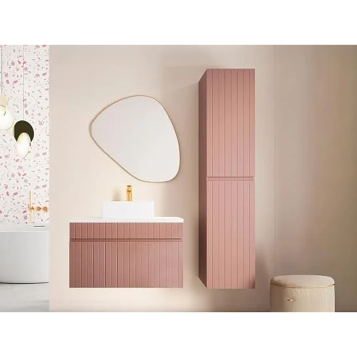 Vente-unique - SATARA Badmöbel-Set Holz, Platte Puderrosa - B 46 cm x H 46 cm x L 80 cm – Bild 5