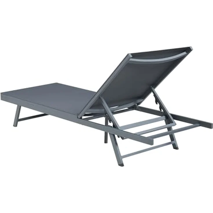 casa.pro Sonnenliege ‘Baragiano’, 5-stufig verstellbar, max. 150 kg, Aluminiumgestell, 197 x 64 x 30 cm, dunkelgrau – Bild 6