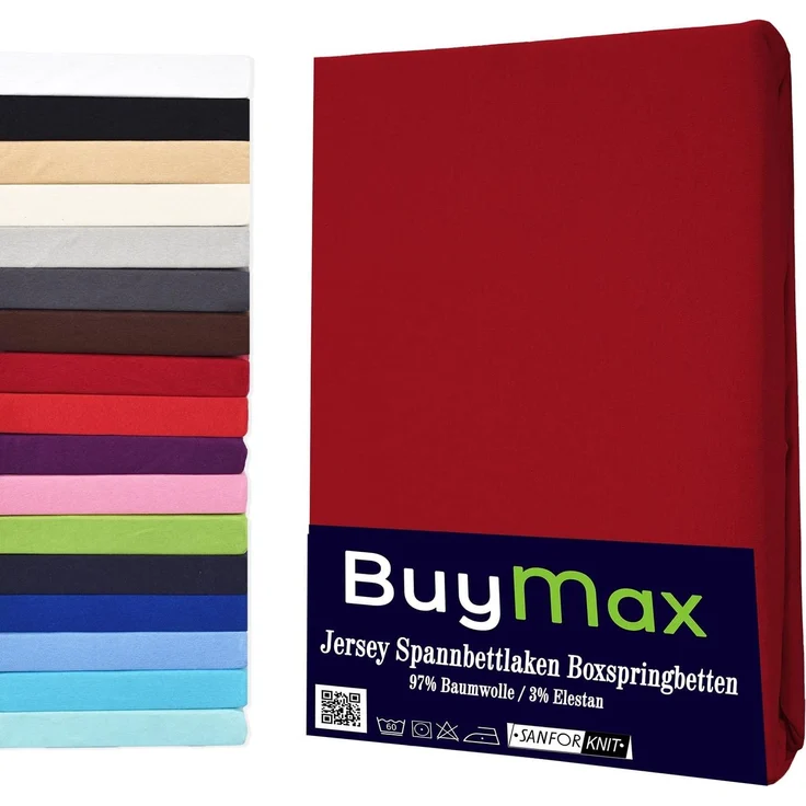 Buymax Wasserbett Spannbettlaken Stretch 180x200-200x220 cm für Wasserbetten und Boxspringbetten Bettbezug für Matratzen bis 35 cm Matratzenhöhe, Bordeaux Rot