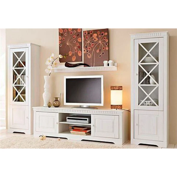 OTTO home Wohnwand Lisa, (Set, 3-St), bestehend aus zwei Vitrinen und einem Lowboard, massives Kiefernholz – Bild 5