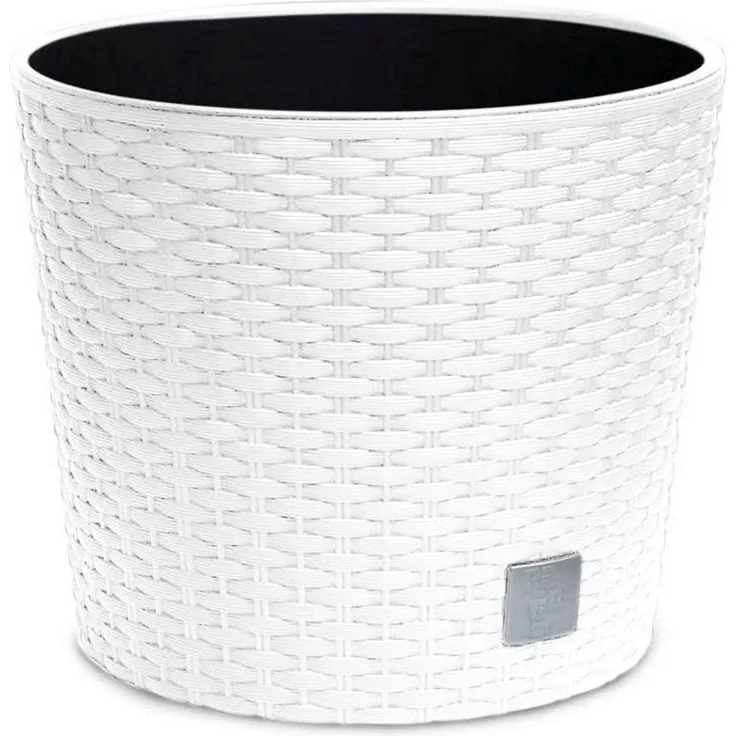 astor24 Blumentopf Blumentopf Rattan Blumenkübel Übertopf Pflanzentopf Pflanzkübel Blumen (Blumentopf Garten Balkon Blumen Topf Kräutertopf), hochwertig verarbeitet - mit Wasserüberlauf - fertig montiert