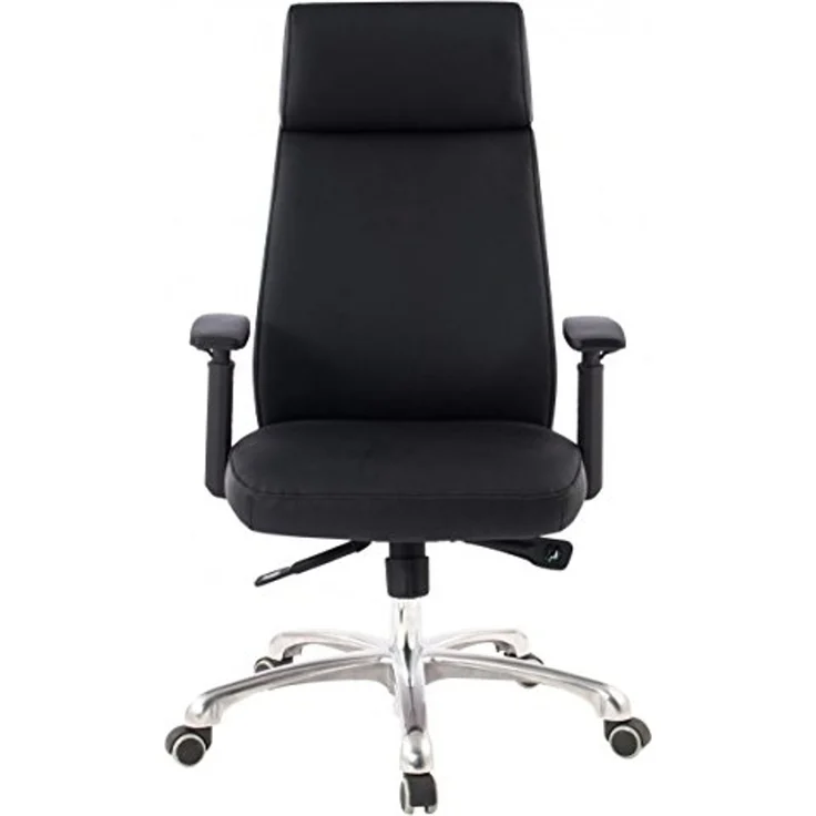 Bürostuhl PORTO Echt-Leder Schwarz ergonomisch mit Kopfstütze, Design Chefsessel Schreibtischstuhl ergonomisch mit Wippfunktion, Drehstuhl mit Armlehnen X-XL 120 kg – Bild 3