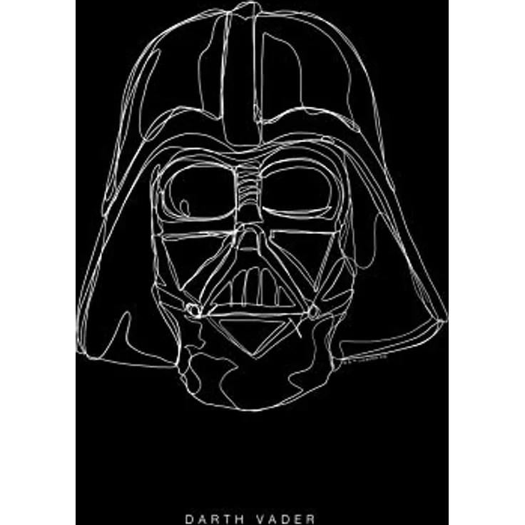 Komar Wandbild Star Wars Lines Dark Side Vader, Kunstdruck 30x40 cm, fotorealistischer Druck auf Premium-Poster Fotopapier, ohne Rahmen, für Kinderzimmer und Jugendzimmer