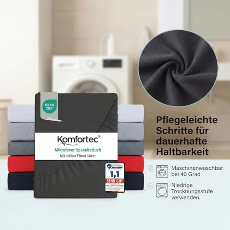 Komfortec Spannbettlaken Boxspringbett bis 15cm - 30cm Matratzenhöhe, Mikrofaser, Gummizug: Rundum, (2 Stück) – Bild 7