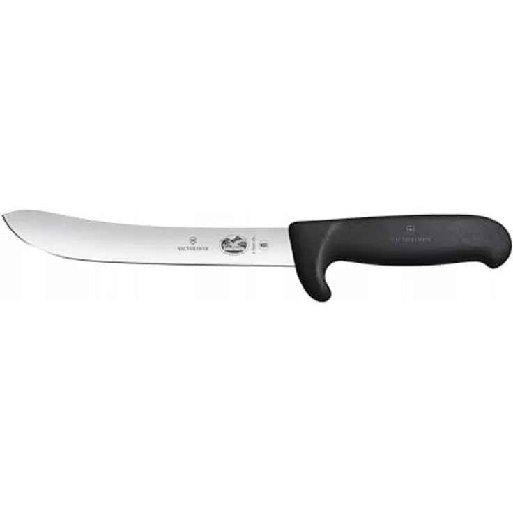 Victorinox Küchenmesser Fibrox Safety Nose Schlachtmesser Schliff normal schwarz 18 cm Messer, 0