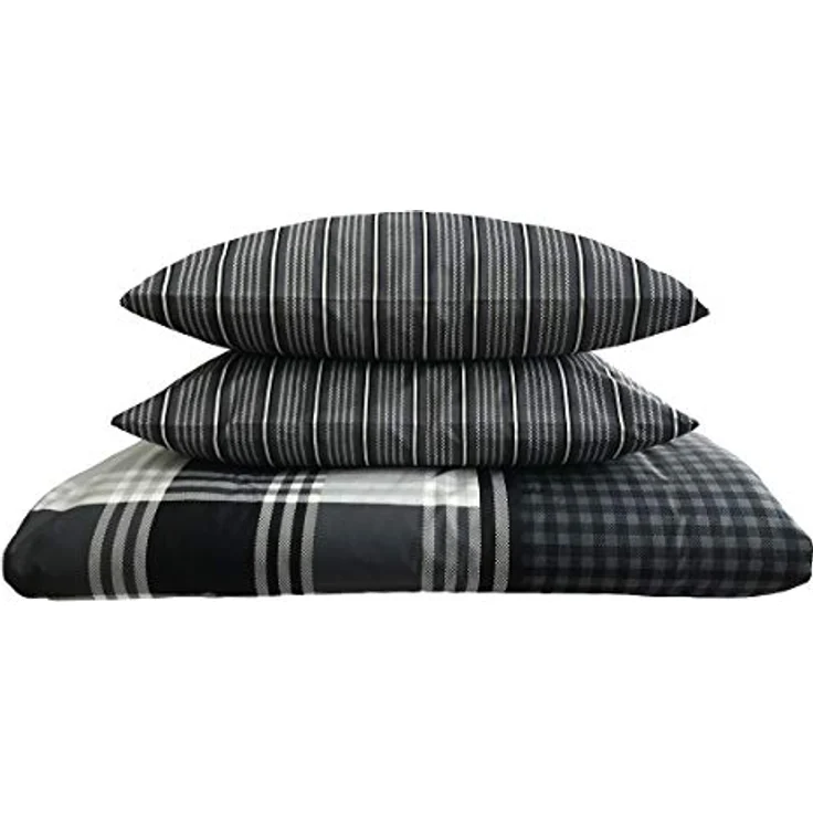 Buymax Bettwäsche Wendebettwäsche, Bettbezug-Set, 100% Baumwolle Renforce, 3 teilig, 200x220 cm, Reißverschluss, hochwertig, Grau, Anthrazitgrau – Bild 4