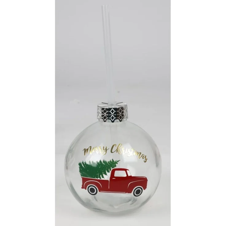 BURI Trinkglas Christbaumkugel 400ml Strohhalm Weihnachten Winter Advent – Bild 8