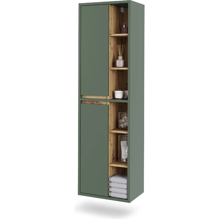 Hochschrank Viola Grün/Anthrazit 50 x 170 cm mit offenen Regalen Vicco – Bild 6