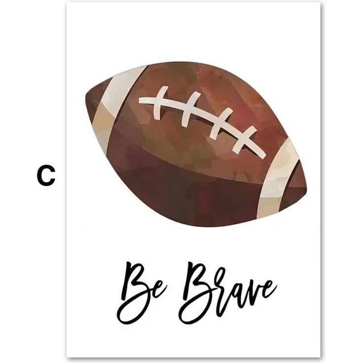 Poster Kinder Sportbälle Fußball Basketball Baseball Football Golfball und Eishockeypuck als Deko Print ohne Rahmen - C / 21X30cm