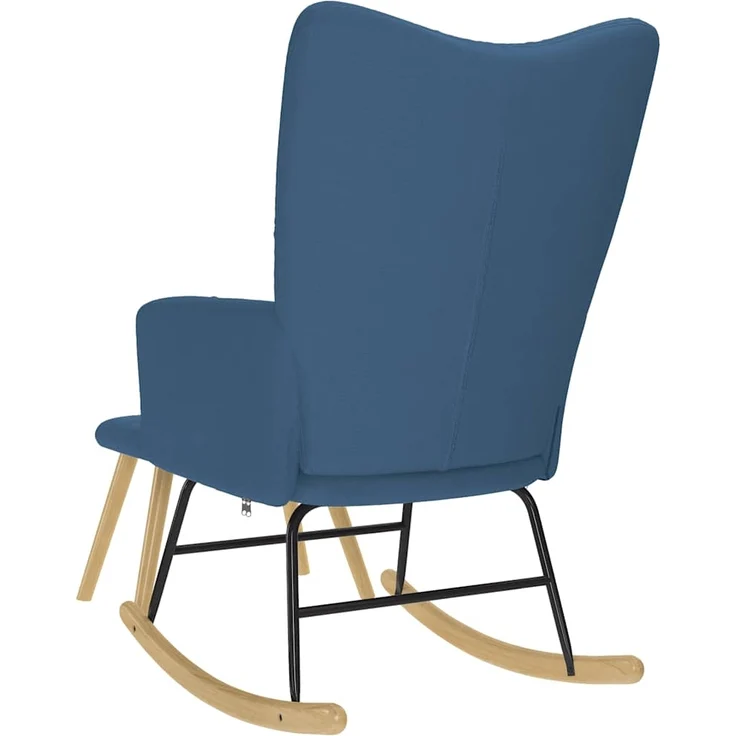 vidaXL Schaukelstuhl mit Fußhocker Blau Stoff 4016808 – Bild 6