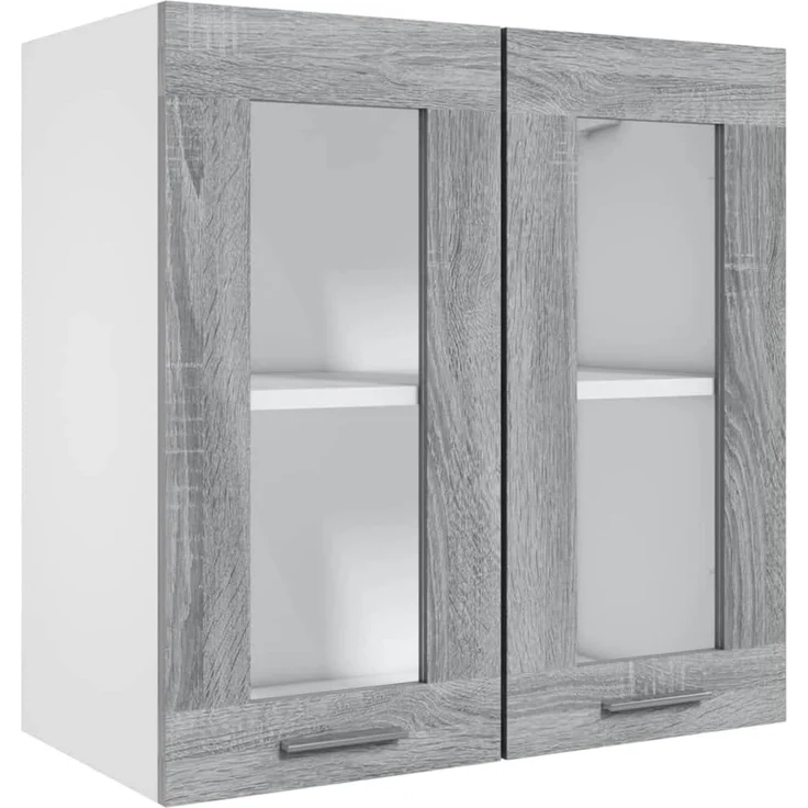 vidaXL Hängeschrank, Wandschrank für Küche, Küchenschrank mit viel Stauraum, Geschirrschrank Schwebeschrank Schrank, Glas Grau Sonoma Holzwerkstoff – Bild 1