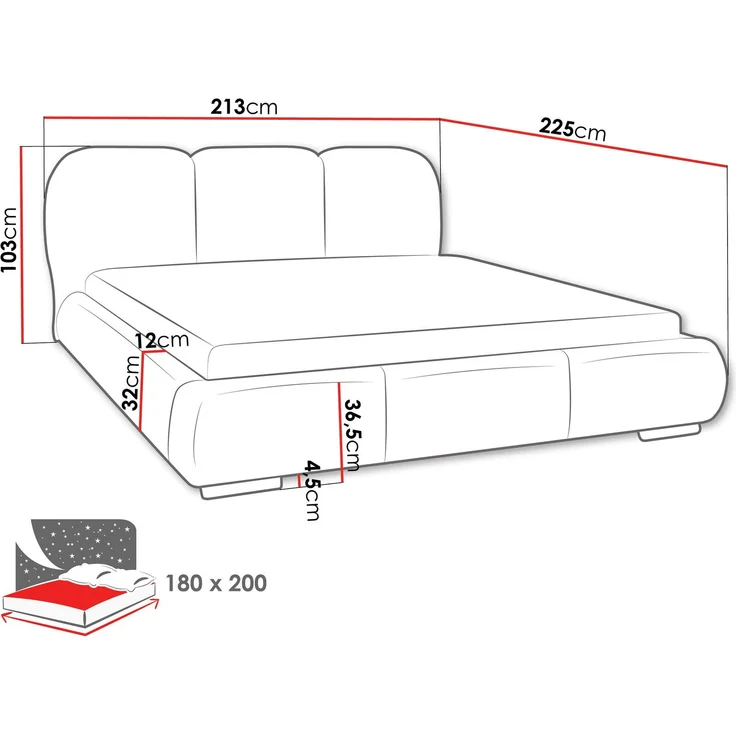 Polsterbett Ralmos (Farbe: Coral 55, Größe: 180 x 200) – Bild 6