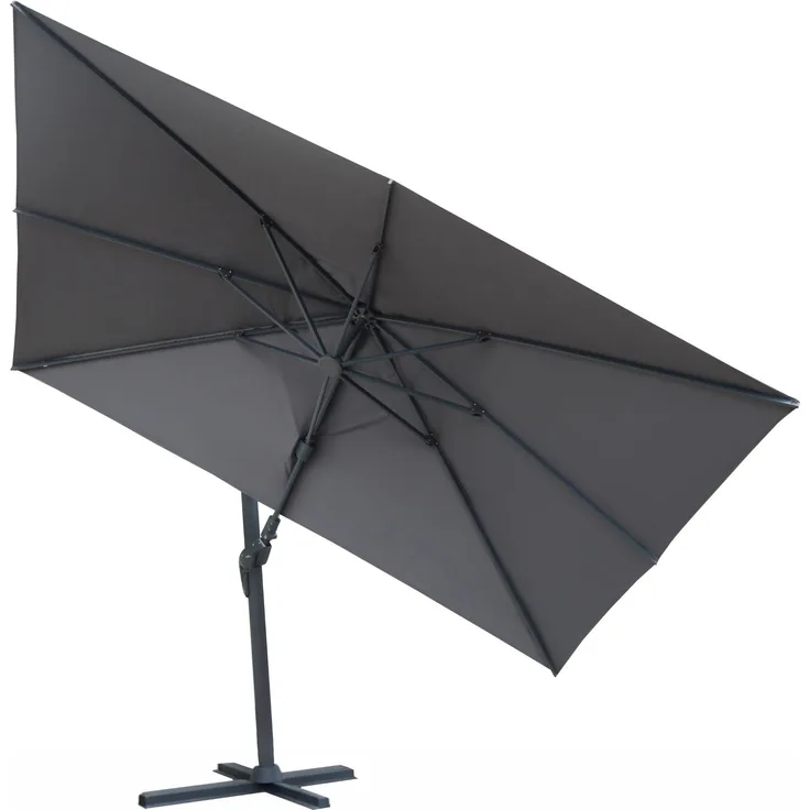 osoltus Ampelschirm KOS Alu-Vario Max 360 x 250cm axial schwenkbar Grau