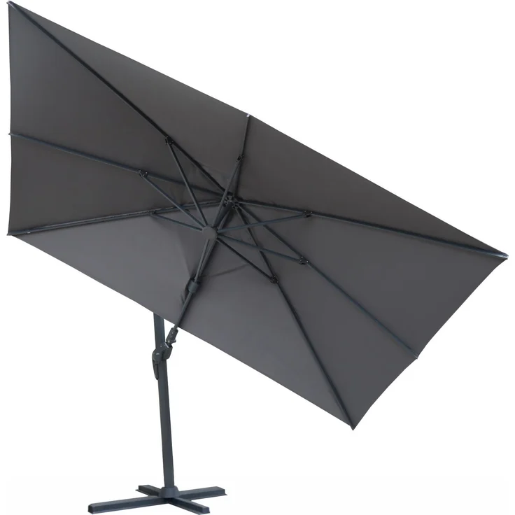 osoltus Ampelschirm KOS Alu-Vario Max 360 x 250cm axial schwenkbar Grau – Bild 1