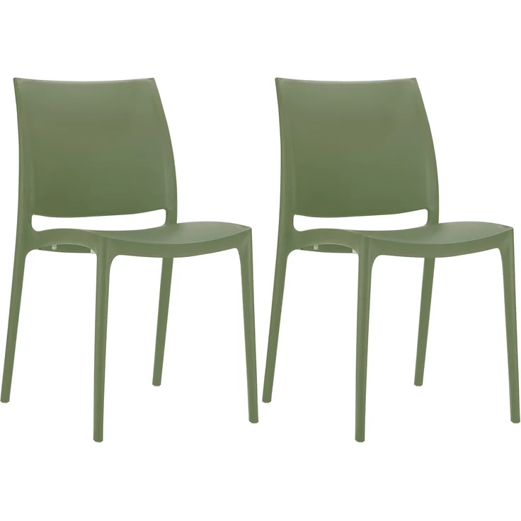 CLP 2er Set Stapelstühle Maya bis zu 130 kg belastbar,oliv – Bild 1