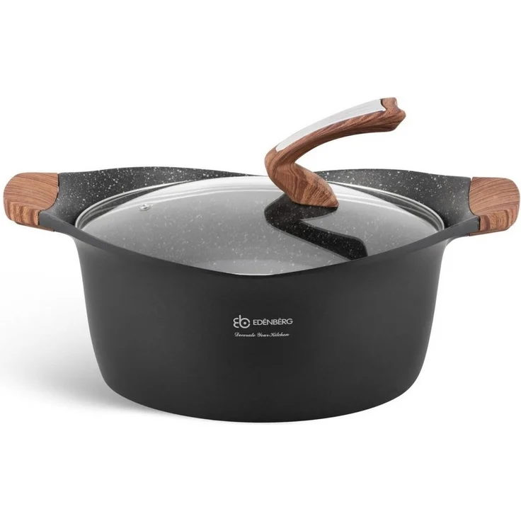 Edenberg Topf-Set Modernes Topfset, schwarze Töpfe, braune Griffe, Pfanne, Kasserolle, Aluminium, Keramik (Sehr hohe Qualität, 15-tlg, Zeitloses Design des Topfsets. Eine ideale Geschenkidee) – Bild 2