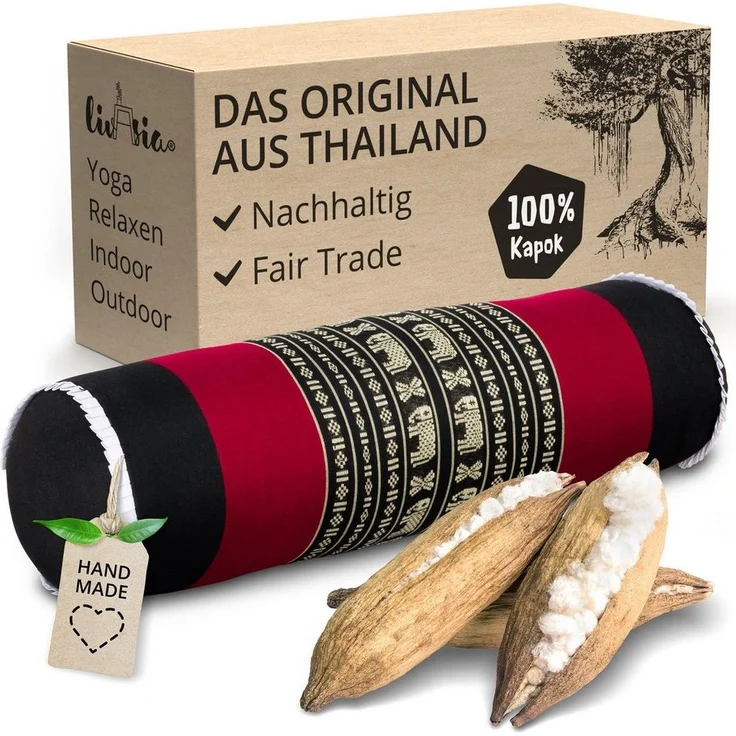 livasia Nackenrolle Nackenrolle, vegan und handgefertigt, Ø 17x56cm, Kapok – Bild 1