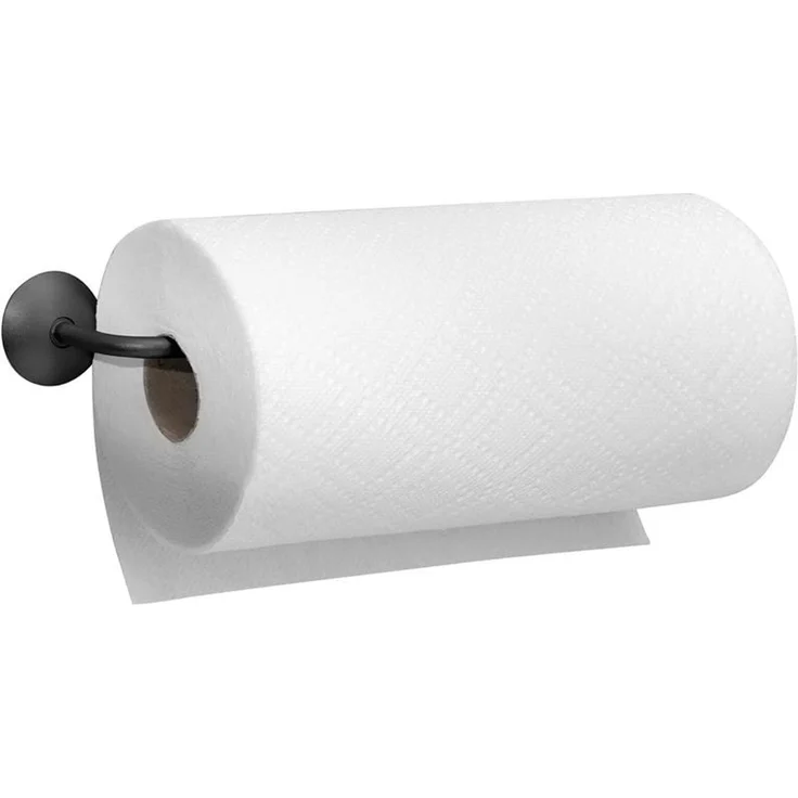 mDesign Küchenrollenhalter Montage Aufbewahrung Papierrollenhalter Stahl Schwarz – Bild 5