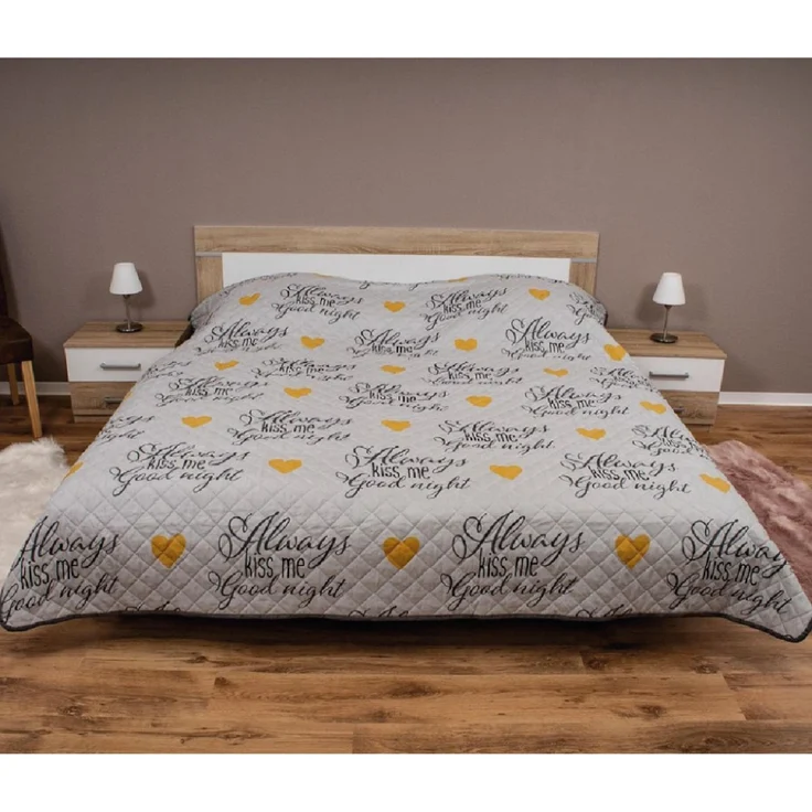 Tages-Decke XXL (220x240 cm) mit wattierter Zwischenlage, in verschiedenen gesteppten Patchwork Designs, Überwurf Steppbett (Design: Good Night) – Bild 3