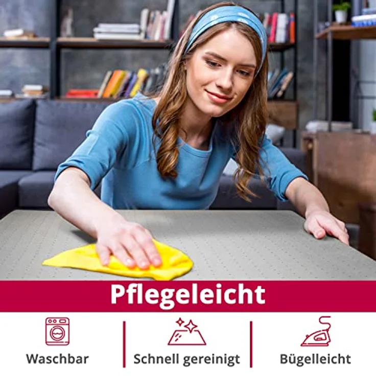 DecoHomeTextil Heimtextilmanufaktur Tischdecke Punkte Muster Optik Damast Tafeldecke Pflegeleicht – Bild 4