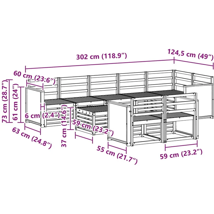 vidaXL Sofagarnituren Massivholz Akazie 3384530 – Bild 9