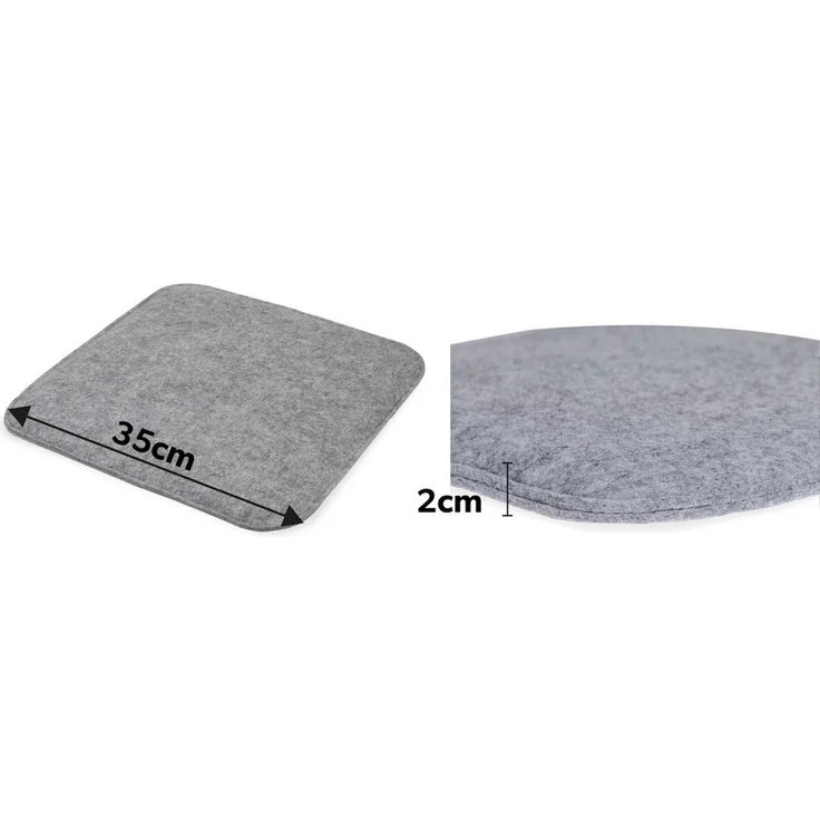 sunnypillow Stuhlkissen 4er Set Stuhlkissen aus Filz quadratisch 35x35 cm Filzkissen, Hellgrau – Bild 2