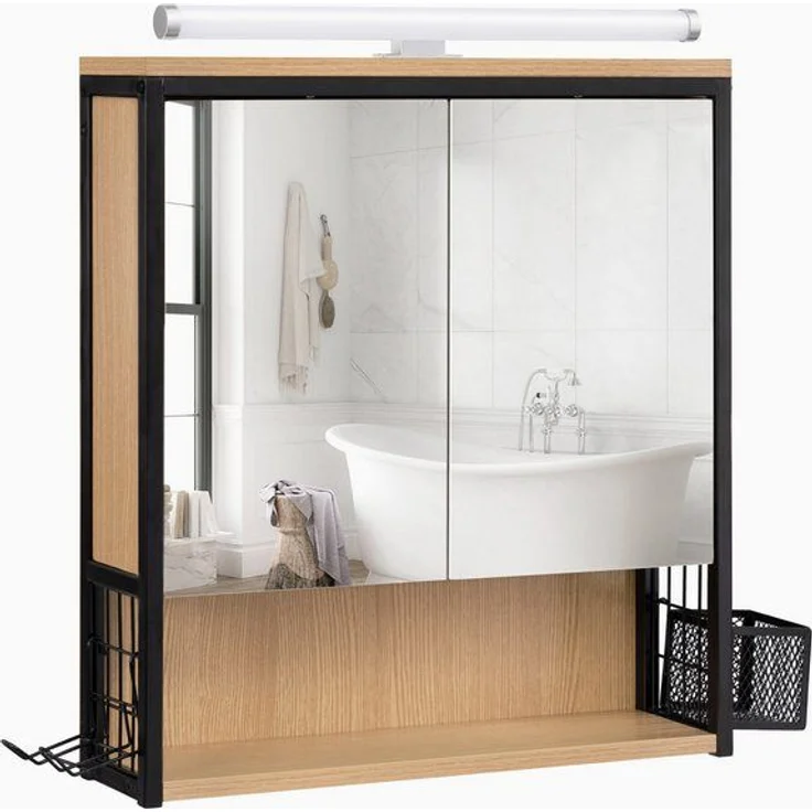 EUGAD Spiegelschrank (1-St) mit Beleuchtung hängend aus MDF Metall – Bild 4