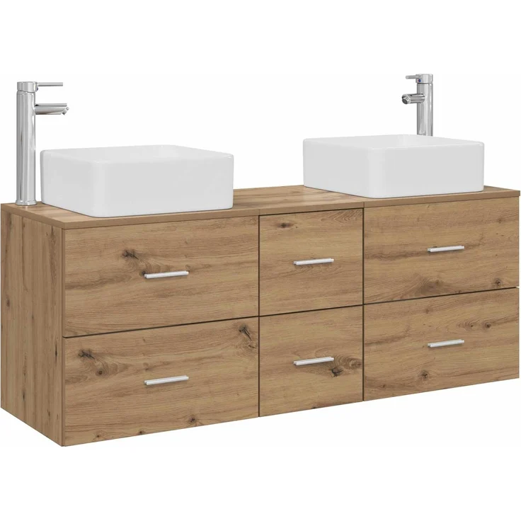 vidaXL Badezimmerschrank-Set 3 stk. Artisan-Eiche 129 x 41 x 80 cm 3405834 – Bild 2