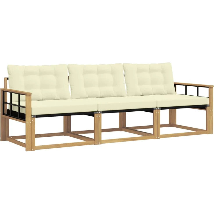 vidaXL Outdoor-Sofagarnitur 3 stk. Weiß und Creme 3388376 – Bild 2